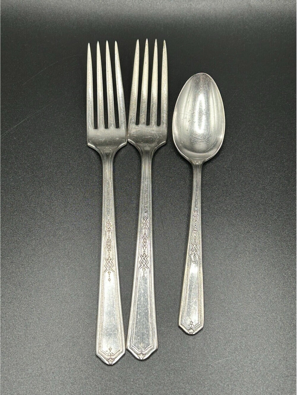 Vintage Lot Of 3 Tudor Plate Oneida Community Mary Stuart Forks And Spoon 1920’s